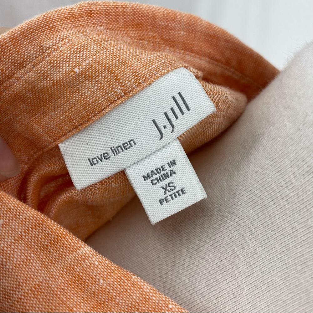 J. Jill Peach Linen Button Up Long Sleeve Tunic Shirt - Picture 5 of 6